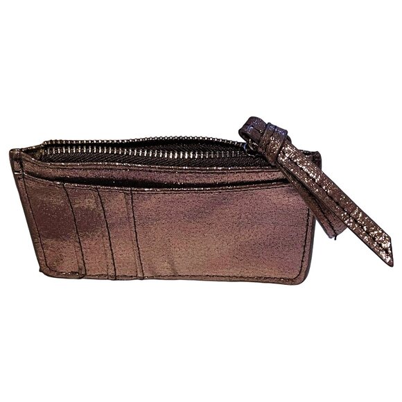 Metallic Bronze Cardholder Keychain Wallet — Zip Pouch & Clip NWOT - Picture 3 of 6